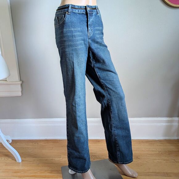 Vintage Y2K Baccini Bootcut Jeans Velvet Sequin Rhinestone Detail Size 12 - Picture 3 of 14